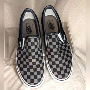 Men's Vans, Black and gray checked canvas| Size 10